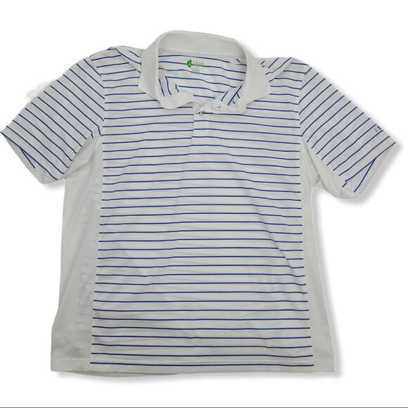 Izod  Extreme Function Blue Stripe Golf Polo Shirt Size Large - Picture 1 of 6